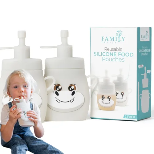 Vista 6 de Bolsas reutilizables de silicona, sin BPA, para niños pequeños, paquete de 2 elefantes, fácil de limpiar, bolsas reutilizables para alimentos