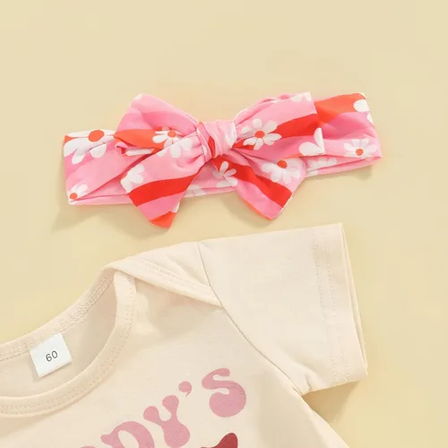 Vista 40 de Sejardin Ropa de verano para bebé y niña, recién nacida, manga corta, con letras, mameluco elástico con diadema