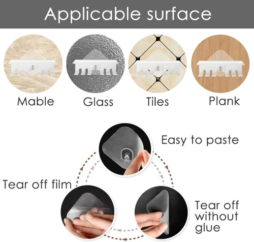 Vista 5 de Linkidea Soporte para cepillos de dientes de pared con 4 ranuras para baño, plástico autoadhesivo montado en la pared compatible con Colgate Extra