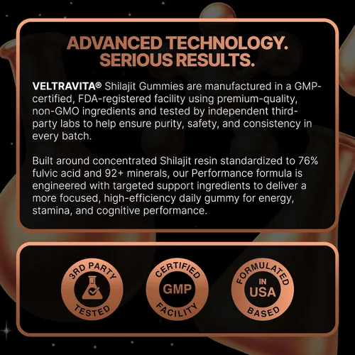 Vista 6 de Gomitas Shilajit puras del Himalaya con Ginkgo Biloba, Chaga y Ashwagandha KSM-66 Shilajit para hombres y mujeres Potencia máxima 76% + ácido