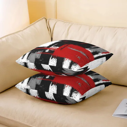 Vista 27 de Juego de 2 fundas de almohada abstractas de 16 x 16 pulgadas para niños, niñas, adolescentes, decoración de dormitorio, moderna a rayas, decoración