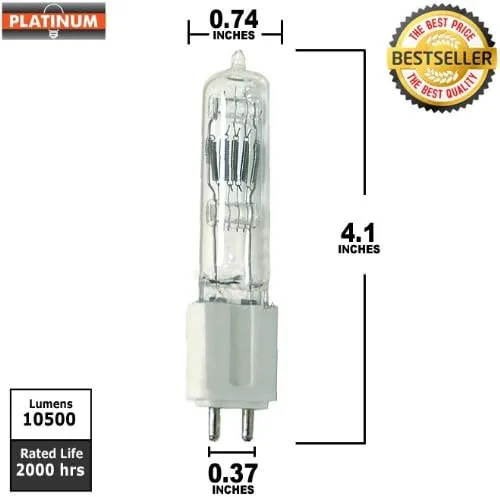 Vista 7 de PLATINUM GLA 575w 115v 2000hr G9.5 Base Bombilla halógena