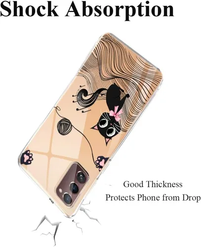 Vista 5 de Unov Funda para Galaxy S20 FE, transparente con diseño, ajuste delgado, buen agarre, funda de teléfono en relieve, cubierta protectora a prueba