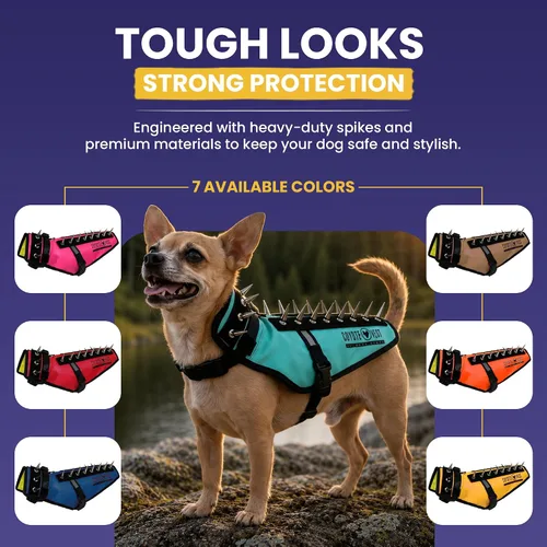Vista 6 de CoyoteVest Chaleco Protector de Arnés para Perro, Accesorios Reflectantes para Perro con Picos para Proteger a tu Mascota de Ataques de Rapaces