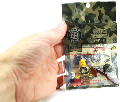 Vista 4 de Battle Brick Minifigura personalizada del soldado del ejército de los Estados Unidos de la Segunda Guerra Mundial de la Segunda Guerra Mundial 1.6