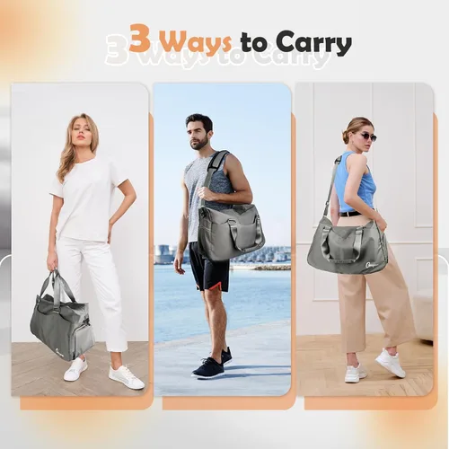 Vista 6 de Gryme Pequeña bolsa de gimnasio con compartimento para zapatos y bolsillo húmedo, mini bolsa de lona de 15 pulgadas para hombres y mujeres, pequeña