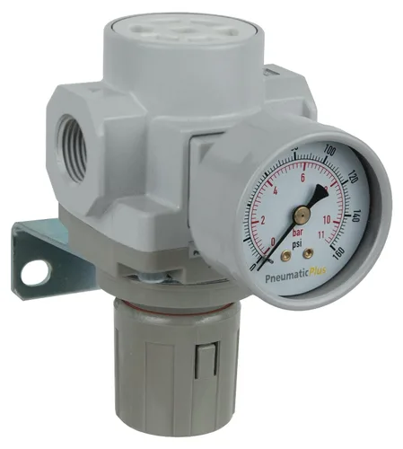 Vista 9 de PneumaticPlus SAR600-N10BG Regulador de presión de aire comprimido 1" NPT - Soporte, manómetro.