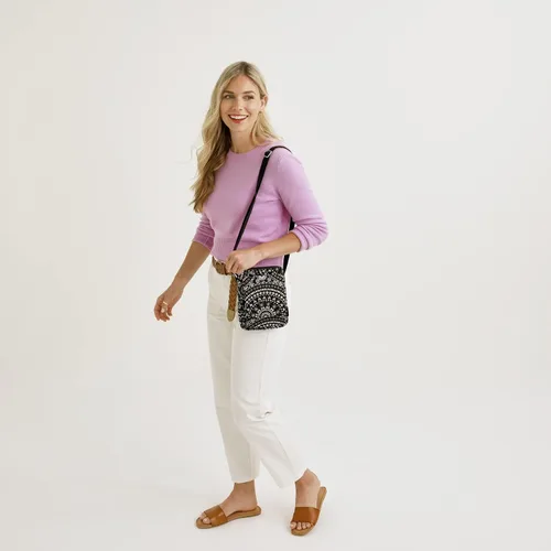 Vista 7 de Vera Bradley Mini bolso cruzado hipster de algodón con protección RFID