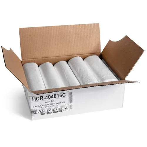 Vista 2 de Aluf Plastics HCR-404816C - Bolsas de basura transparentes de 45 galones de 40 x 48 pulgadas, equivalentes a 16 micrones, bolsas de basura de alta