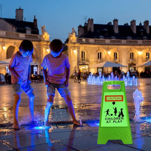 Vista 5 de 4 letreros grandes de 24 pulgadas para niños en el juego, reflectantes, de doble cara, letreros de seguridad para niños en juego, mango portátil