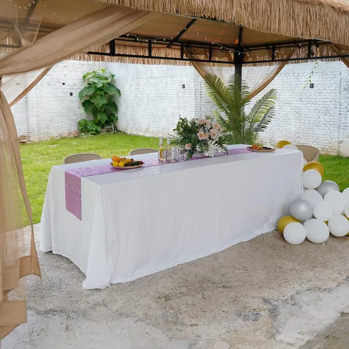 Vista 58 de Mantel de lentejuelas de 60 x 102 pulgadas, azul bebé, para boda, fiesta, despedida de soltera, rectangular