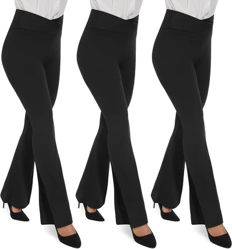 Vista 148 de TNNZEET Leggings acampanados negros para mujer, pantalones de yoga cruzados con bolsillos, corte de bota, leggings acampanados
