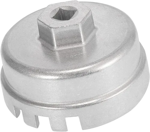Vista 7 de Llave de tapa de filtro de aceite, 14 flautas, 6 ranuras, herramienta de extracción de tapa de filtro de aceite de 2.539 in para Toyota Corolla Negro