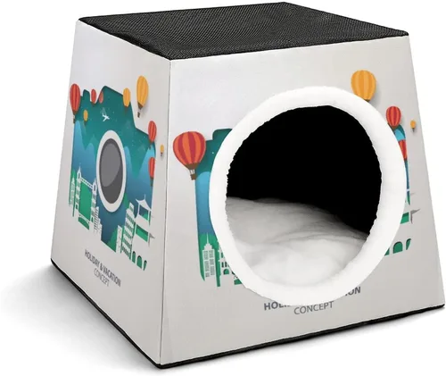Vista 14 de Cama para gatos y gatos, sofá impreso con almohada pequeña para gatitos, perros pequeños, mono de fútbol