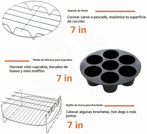 Vista 5 de Accesorios para freidora de aire, 9 piezas para freidora de aire Gowise Gourmia Cozyna Ninja, se adapta a todas las freidora de aire caliente de 3.7