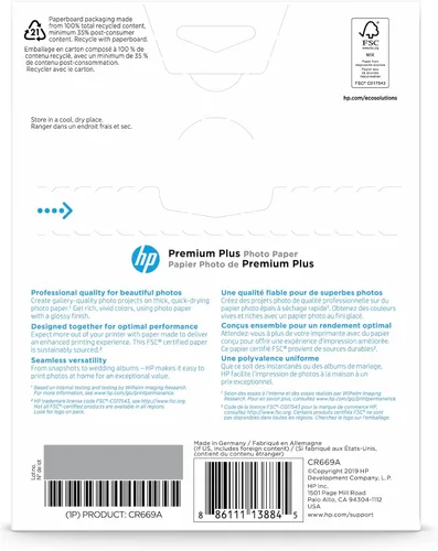 Vista 10 de HP Premium Plus papel fotográfico, brilloso, de 5 x 7 pulgadas. Paquete de 60 hojas