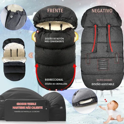 Vista 2 de Waterproof &Thicken Universal Stroller Cover Winter,Stroller Footmuff Bunting Bag for Warm Strollers Muff,Stroller Accessories for Baby Sleeping Bag