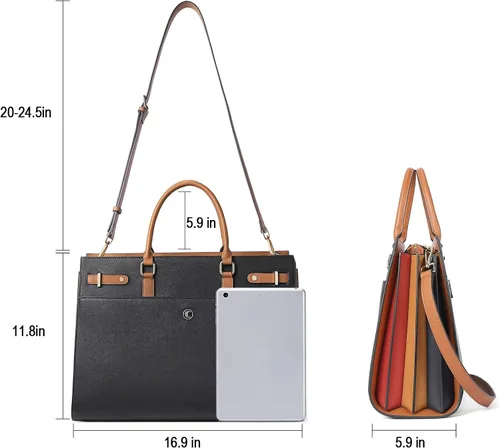 Vista 3 de CLUCI Briefcase for Women Leather Laptop 15.6 Inch Business Ladies Work Computer Tote Bags
