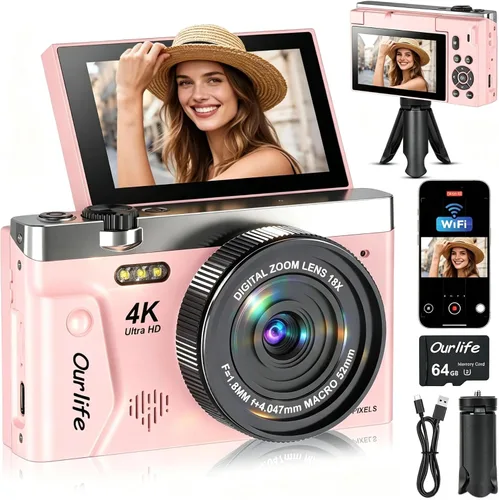 Vista 8 de Cámara digital 4K 75MP para fotografía, cámara con pantalla FILP