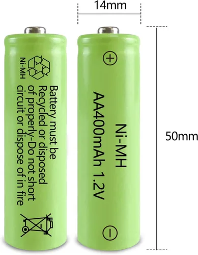 Vista 5 de JINTION Baterías AA recargables solares Ni-MH doble A 400 mAh paquete de 8 solar lights solar lanter replacement battery High Capacity 1.2V