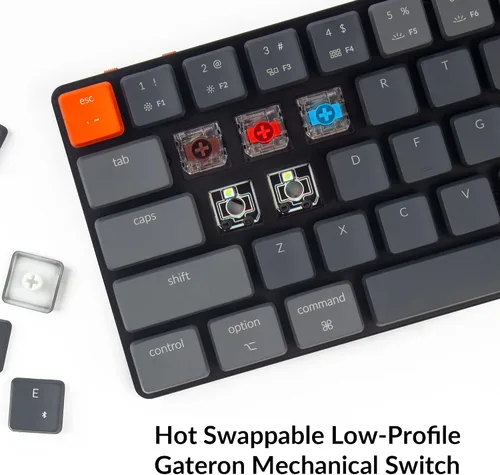 Vista 4 de Keychron K7 - Teclado mecánico ultra delgado con 65% de diseño 68 teclas inalámbrico Bluetoothcon cable, intercambiable en caliente con interruptor