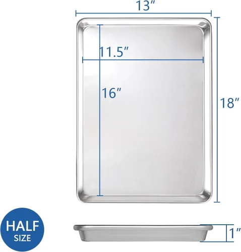 Vista 2 de HARDURA - Bandeja de aluminio para hornear de 18 pulgadas de largo x 13 pulgadas de ancho x 1 pulgadas de alto, 12 paquetes, para horno en panadería
