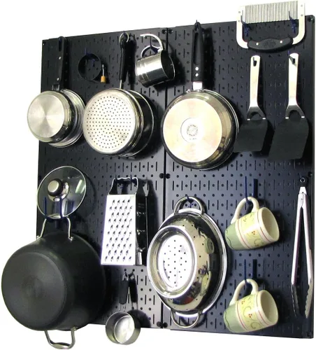 Vista 9 de Wall Control Organizador de Tablero Perforado de Cocina Estante de Almacenamiento de Ollas y Sartenes Kit de Organización con Tablero Perforado