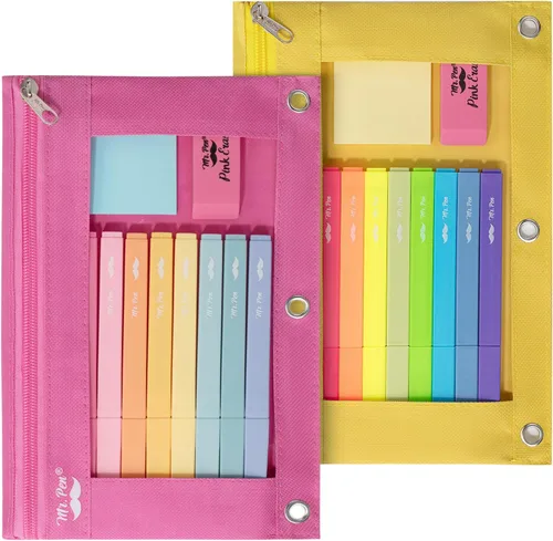 Vista 15 de Mr. Pen - Estuche para lápices de 2 piezas - Estuche con cremallera para lápices para carpeta de 3 anillas