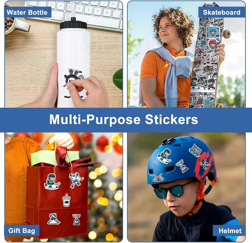 Vista 4 de Regalos de hockey RhythmFit, paquete de 1 botella de agua de hockey con pajita larga y 100 piezas de calcomanías y accesorios para niños, hombres