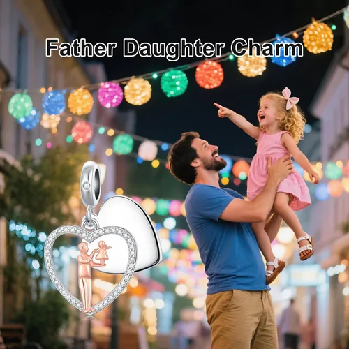 Vista 112 de PROESS Dije para padre, madre e hija, pulsera de plata de ley para pulseras, regalos de cumpleaños, día de San Valentín, para hija, madre, amante