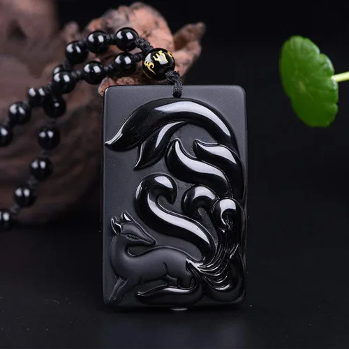 Vista 7 de Collar con colgante de zorro de nueve colas con cadena de cuentas para mujer o mujer