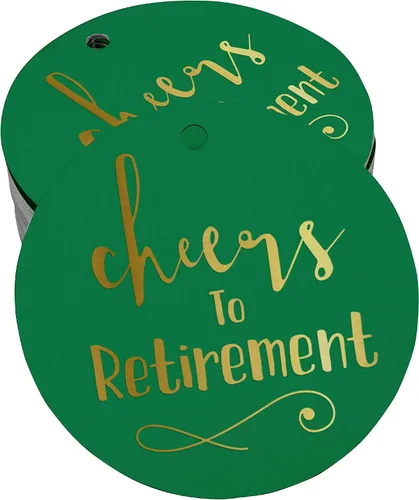 Vista 16 de Etiquetas de papel para colgar con texto en inglés "Cheers to Retirement Wall" (50 unidades)