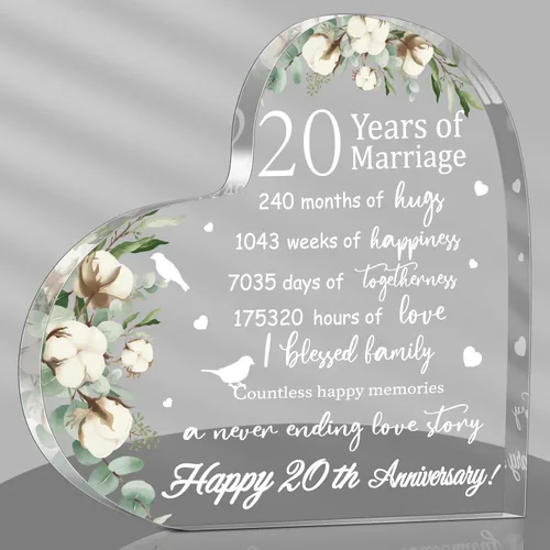 Vista 11 de Regalo de boda para ella años de matrimonio, regalo de feliz aniversario para mujer, corazón acrílico, recuerdo de matrimonio para esposa, marido