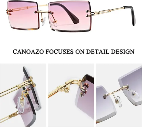 Vista 5 de Rimless Rectangle Sunglasses Women Men Trendy Square Y2K Glasses Retro Frameless Eyewear Gradient Lens