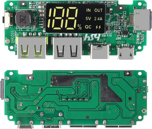 Vista 3 de 3 piezas Cargador de batería de litio placa LED Dual USB 5V 2.4A Micro/Tipo-C USB Banco de energía móvil 18650 Módulo de carga Protección de circuito