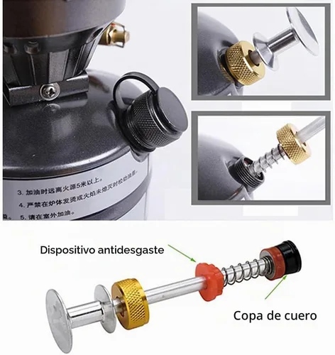 Vista 5 de Mini estufa de gasolina portátil ligera para acampar de combustible líquido de una sola pieza al aire libre