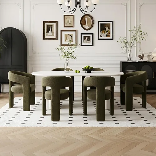 Vista 36 de Silla de Comedor Moderna de Chenille Tipo Barril Tapizada en Tela para Comedor con Brazo, Cómoda Silla Auxiliar de Acento para Cocina/Sala