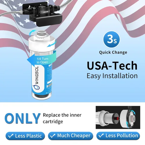 Vista 9 de WINGSOL WINGSOL Filtro de agua alcalina para debajo del fregadero, mejora el pH y el sabor, función 5-en-1 reduce metales pesados, cloro, PFAS