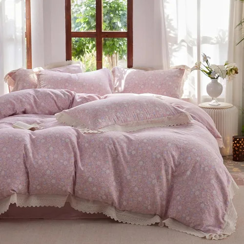 Vista 48 de Juego de funda de edredón blanca con estampado floral azul, juego de ropa de cama de algodón suave estilo bohemio, juego de ropa de cama estética