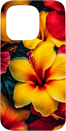 Vista 14 de Hawaiian Tropical Yellow Red Hibiscus Plumeria Case for iPhone 17