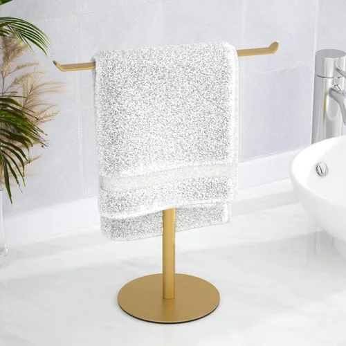 Vista 7 de Toallero en forma de T para toallas de mano para baño, con soporte para diademas y toalleros ligeros para baño, soporte negro para cocina