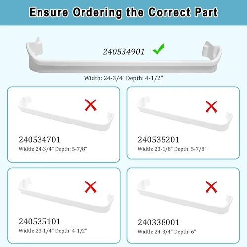 Vista 4 de 240534901 Barra de repuesto para estante de puerta (paquete de 2) – Compatible con Frigidaire Kenmore Refrigerador Frigidaire Barra de retención