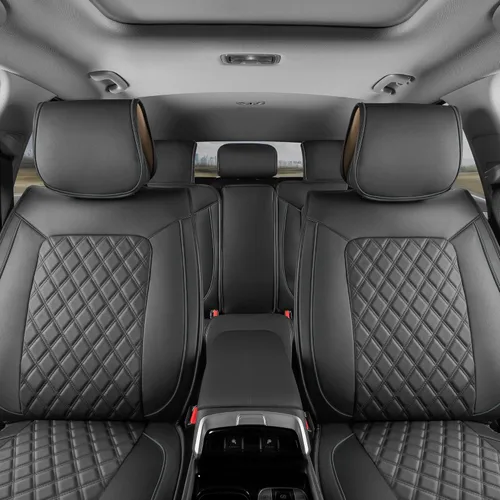 Vista 15 de MotorBox Meridian Series - Fundas de asiento de piel napa, fundas clásicas de asiento delantero, de piel sintética de alta calidad, color beige