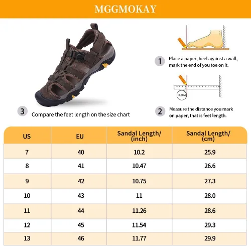 Vista 7 de MGGMOKAY Sandalias de cuero para hombre con punta cerrada para senderismo, caminar, agua, playa, atlético, al aire libre, pescador