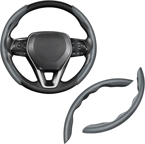 Vista 12 de Cartist Funda de volante de fibra de carbono, antideslizante, para hombres y mujeres, duradera, accesorio universal para automóvil (negro)