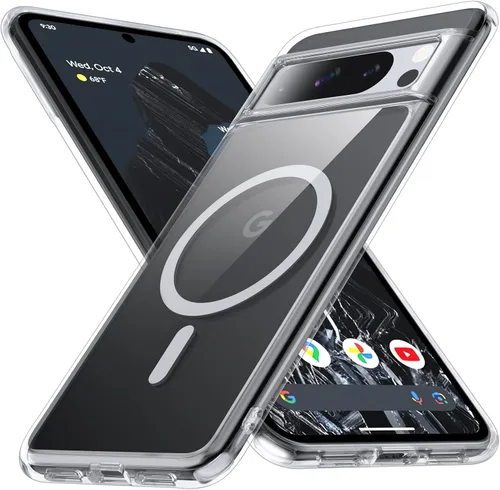 Vista 11 de Funda para Google Pixel 8 Pro con MagSafe [Soporte Ajustable][Carga Mientras Está de Pie][Militar a Prueba de Golpes] Parachoques de Silicona Suave
