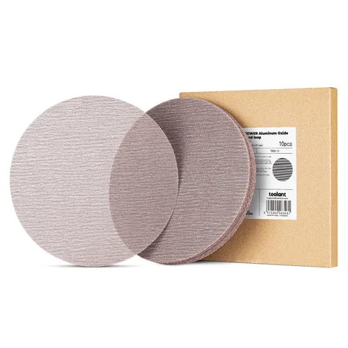 Vista 10 de Toolant - Papel de lija abrasivo de malla de 9 pulgadas, grano 80, 10 unidades Dust-Free Hook & Loop Drywall Sanding Disc, for Sanding Wood