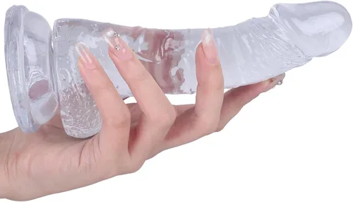 Vista 9 de Consolador sexual realista de 7 pulgadas, consolador suave con eje curvado para estimulación del punto G vaginal, material seguro para el cuerpo