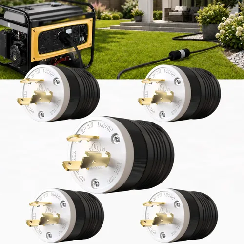 Vista 14 de Paquete de 1 enchufe de bloqueo NEMA L14‑30P de 30 amperios macho 30A 250V Twist Lock L14‑30, enchufe de grado industrial de 3 polos de 4 cables