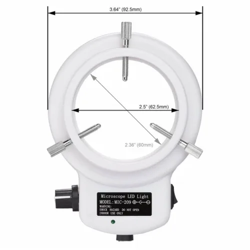 Vista 3 de AmScope anillo iluminador LED-144W-ZK blanco, ajustable, con 144 LED, para microscopio estéreo y cámara